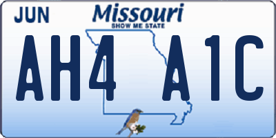 MO license plate AH4A1C