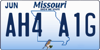 MO license plate AH4A1G