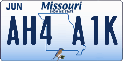 MO license plate AH4A1K