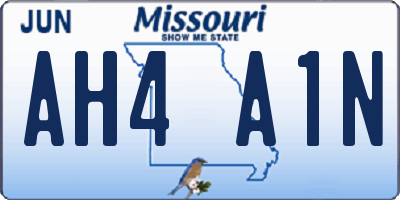 MO license plate AH4A1N
