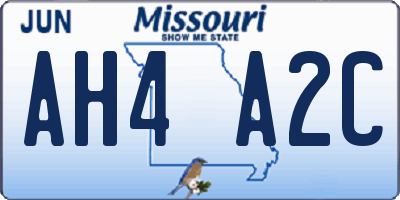 MO license plate AH4A2C
