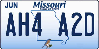 MO license plate AH4A2D
