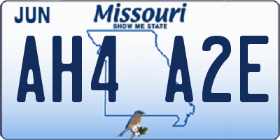 MO license plate AH4A2E