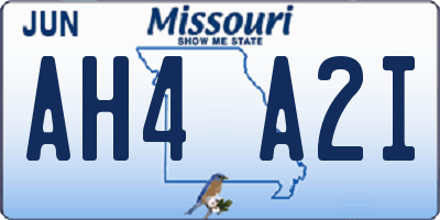 MO license plate AH4A2I
