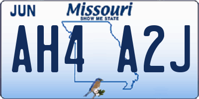 MO license plate AH4A2J