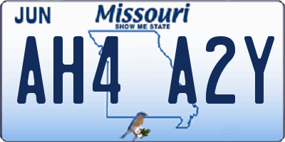 MO license plate AH4A2Y