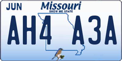 MO license plate AH4A3A
