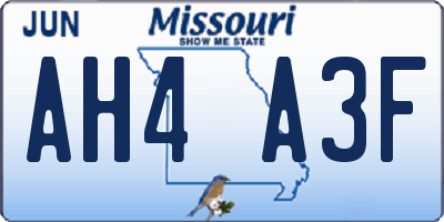 MO license plate AH4A3F