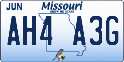MO license plate AH4A3G