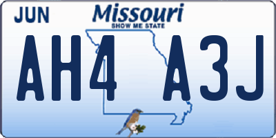 MO license plate AH4A3J