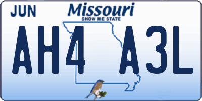 MO license plate AH4A3L