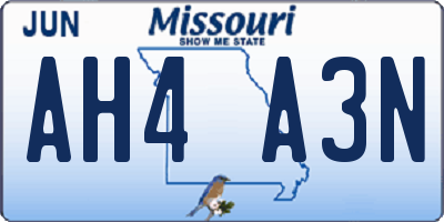 MO license plate AH4A3N