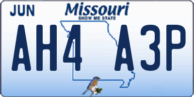 MO license plate AH4A3P