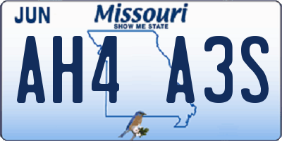 MO license plate AH4A3S