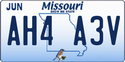 MO license plate AH4A3V