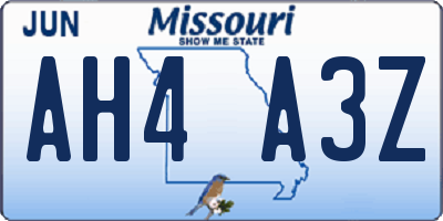 MO license plate AH4A3Z