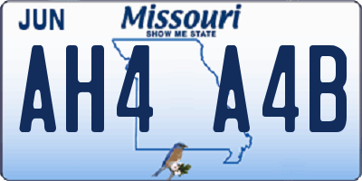 MO license plate AH4A4B