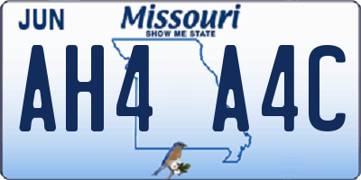 MO license plate AH4A4C