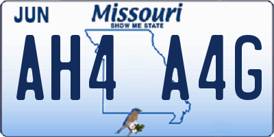 MO license plate AH4A4G