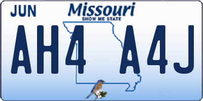 MO license plate AH4A4J