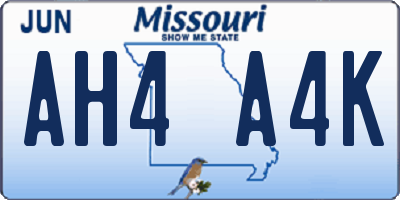 MO license plate AH4A4K