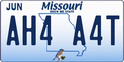 MO license plate AH4A4T