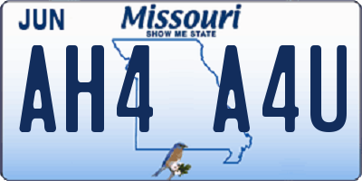 MO license plate AH4A4U