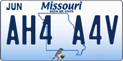 MO license plate AH4A4V