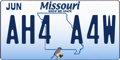 MO license plate AH4A4W