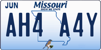 MO license plate AH4A4Y