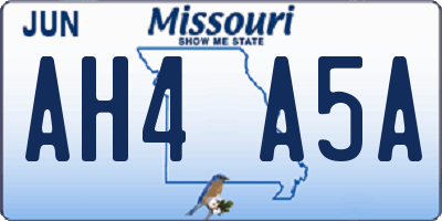 MO license plate AH4A5A
