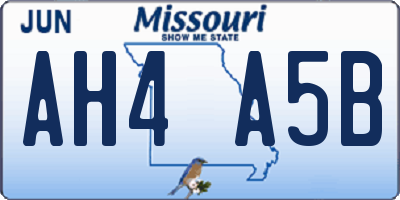 MO license plate AH4A5B