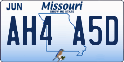 MO license plate AH4A5D