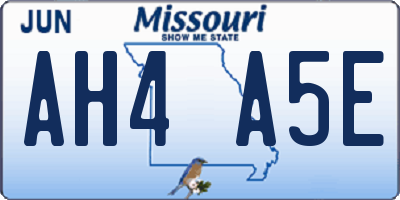 MO license plate AH4A5E