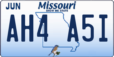 MO license plate AH4A5I