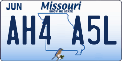 MO license plate AH4A5L