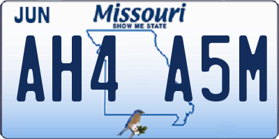 MO license plate AH4A5M