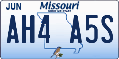 MO license plate AH4A5S