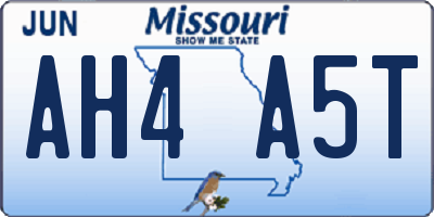 MO license plate AH4A5T