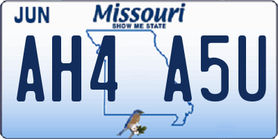 MO license plate AH4A5U