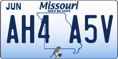 MO license plate AH4A5V