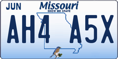 MO license plate AH4A5X