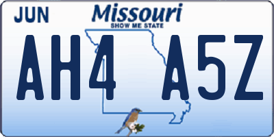 MO license plate AH4A5Z