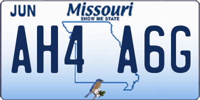 MO license plate AH4A6G