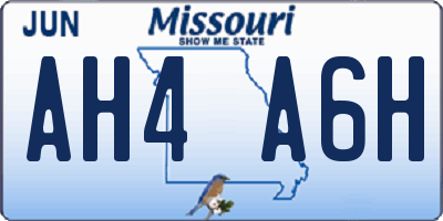 MO license plate AH4A6H