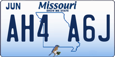 MO license plate AH4A6J