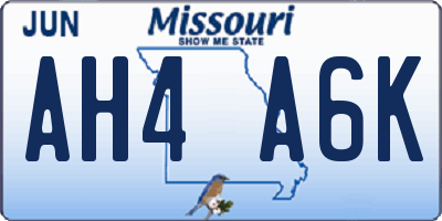 MO license plate AH4A6K