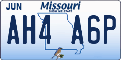 MO license plate AH4A6P