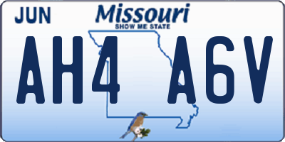 MO license plate AH4A6V