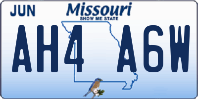 MO license plate AH4A6W
